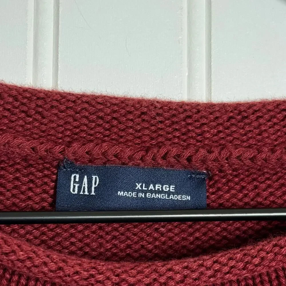 Gap Shrunken Roll Neck Red Knit Women’s Sweater 100% Cotton Size XL - Picture 7 of 11